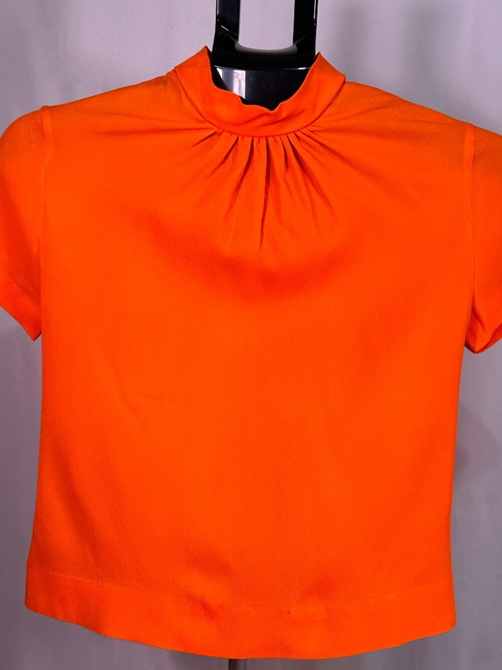 Vintage 1960s/70s Bright Orange High Neck Blouse – Made in USA – Size 10/30